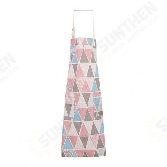 Cotton Sleeveless Apron Triangular Lattice Kitchen Cooking Simple Aprons Cotton Linen