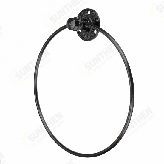 Iron Art Hardware Pendant Towel Ring Retro Round Towel Rack Bathroom Shelf Towel Bar