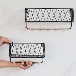 Iron Rack Wooden Wall Hanging Shelf Holder Books Pot Plant Storage +Hooks Iron Rack Wooden Wall Hanging Shelf Holder Books Pot Plant Storage +Hooks