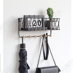 Iron Rack Wooden Wall Hanging Shelf Holder Books Pot Plant Storage +Hooks Iron Rack Wooden Wall Hanging Shelf Holder Books Pot Plant Storage +Hooks