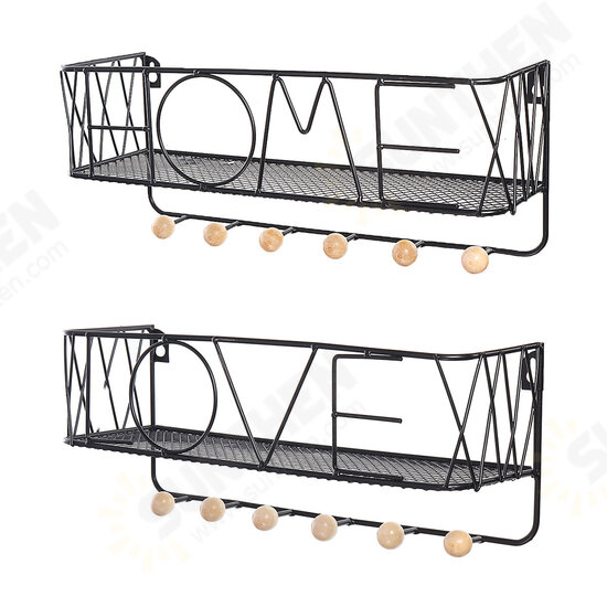 Iron Wall Mounting Shelf Hook Storage Rack Hanging Ledge Holder Home Decoration