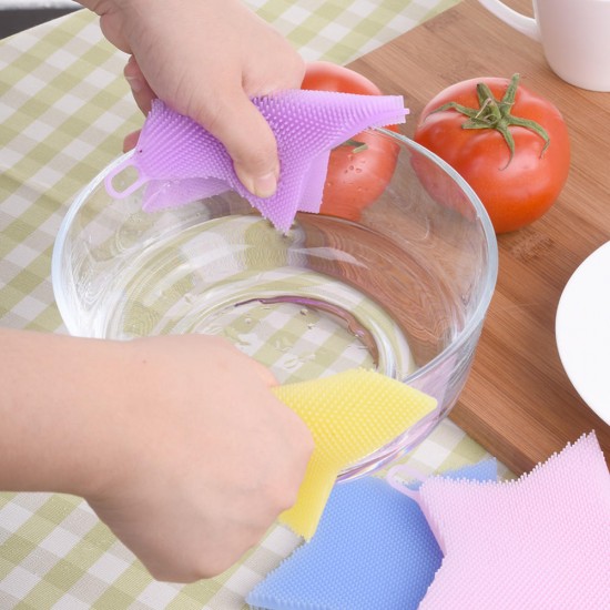KC-SC41 Multi-function Star Shape Silicone Dish Cleaning Brush Scrubber Heat Resistant Coaster