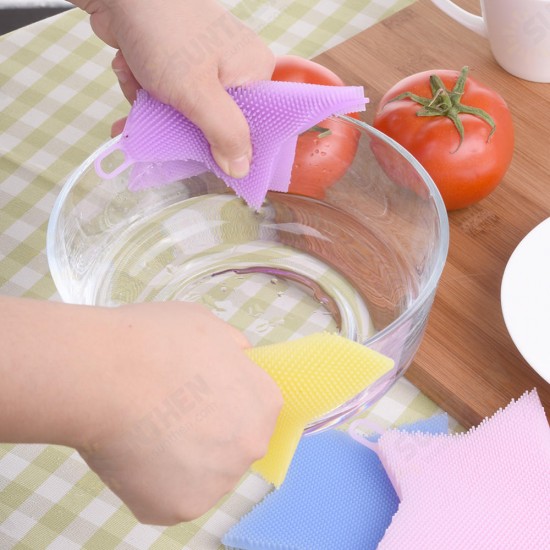 KC-SC41 Multi-function Star Shape Silicone Dish Cleaning Brush Scrubber Heat Resistant Coaster