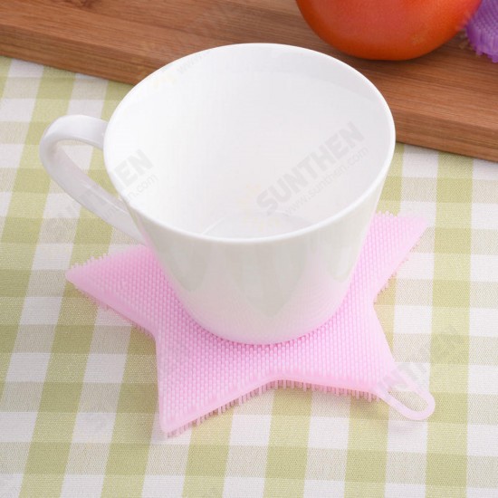 KC-SC41 Multi-function Star Shape Silicone Dish Cleaning Brush Scrubber Heat Resistant Coaster