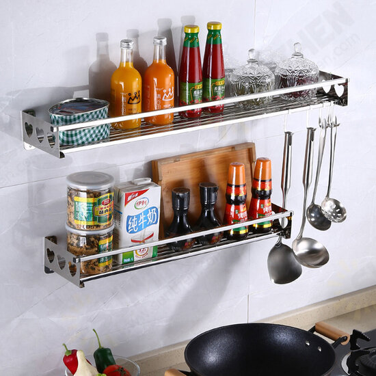 Kitchen Hanging Pot Pan Rack Wall Mount Storage Shelf Saucepan Holder