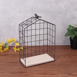 Large Metal & Wood Wall Hanging Shelf Birdcage Storage Bracket Hallway Display Home Decor Large Metal & Wood Wall Hanging Shelf Birdcage Storage Bracket Hallway Display Home Decor