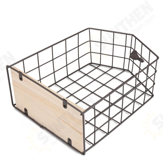 Large Metal & Wood Wall Hanging Shelf Birdcage Storage Bracket Hallway Display Home Decor