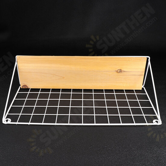 Large Metal & Wood Wall Hanging Shelf Birdcage Storage Bracket Hallway Display Home Decor