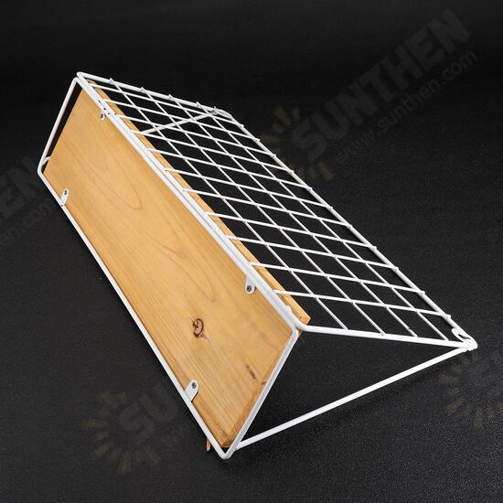 Large Metal & Wood Wall Hanging Shelf Birdcage Storage Bracket Hallway Display Home Decor