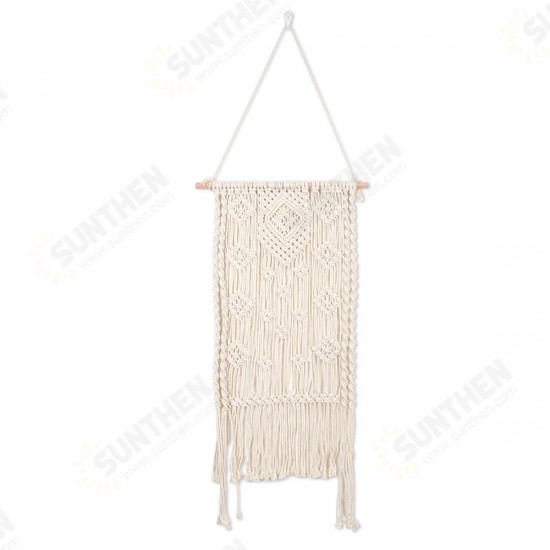 Macrame Plant Hanger Basket Hand Woven Tapestry Wood Pot Shelf Room Decoration