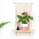 Macrame Plant Hanger Basket Hand Woven Tapestry Wood Pot Shelf Room Decoration