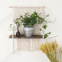 Macrame Plant Hanger Platform Basket Bohemian Hand Woven Tapestry Wood Pot Shelf Macrame Plant Hanger Platform Basket Bohemian Hand Woven Tapestry Wood Pot Shelf