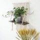 Macrame Plant Hanger Platform Basket Bohemian Hand Woven Tapestry Wood Pot Shelf