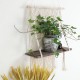 Macrame Plant Hanger Platform Basket Bohemian Hand Woven Tapestry Wood Pot Shelf