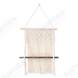 Macrame Plant Hanger Platform Basket Bohemian Hand Woven Tapestry Wood Pot Shelf Macrame Plant Hanger Platform Basket Bohemian Hand Woven Tapestry Wood Pot Shelf
