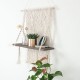 Macrame Plant Hanger Platform Basket Bohemian Hand Woven Tapestry Wood Pot Shelf