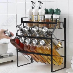Multi-Functional 3-Tier Condiment Rack Kitchen Supplies Collection Arrangement Shelf Ground Storage Organizer Multi-Functional 3-Tier Condiment Rack Kitchen Supplies Collection Arrangement Shelf Ground Storage Organizer
