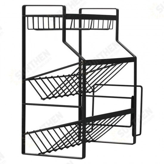 Multi-Functional 3-Tier Condiment Rack Kitchen Supplies Collection Arrangement Shelf Ground Storage Organizer