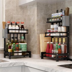 Nonslip 2/3 Tier Spice Rack Stainless Steel Storage Shelf Organizer Holder Kitchen Rack Nonslip 2/3 Tier Spice Rack Stainless Steel Storage Shelf Organizer Holder Kitchen Rack