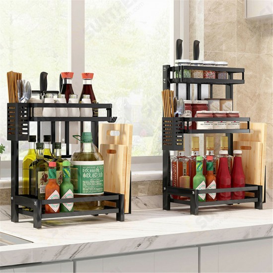 Nonslip 2/3 Tier Spice Rack Stainless Steel Storage Shelf Organizer Holder Kitchen Rack