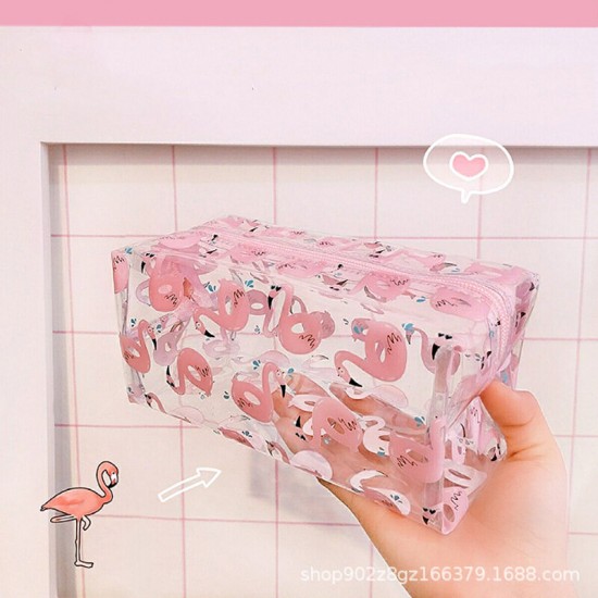 PVC Transparent Flamingo Cosmetic Bag Travel Storage Wash Bag Storage Bag
