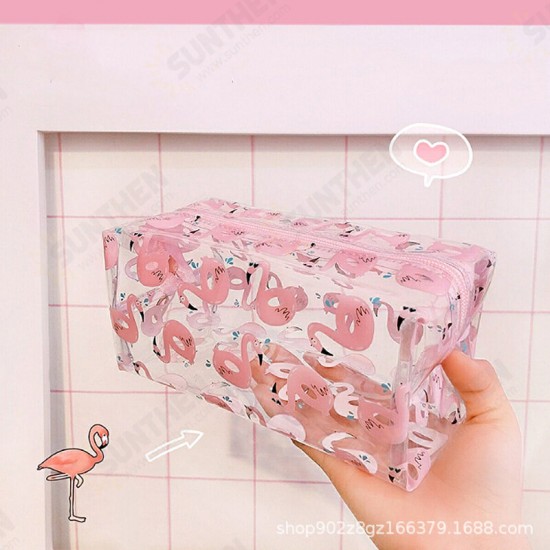 PVC Transparent Flamingo Cosmetic Bag Travel Storage Wash Bag Storage Bag