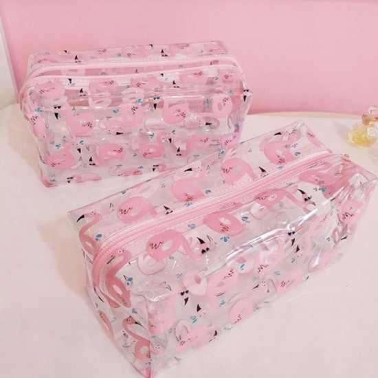 PVC Transparent Flamingo Cosmetic Bag Travel Storage Wash Bag Storage Bag
