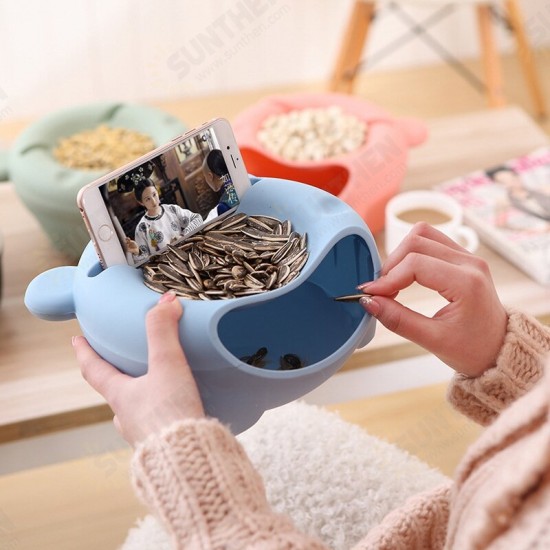 Plastic Double Layer Snack Box Multipurpose Lovely Bear Shape Phone Stand Kitchen Storage Container