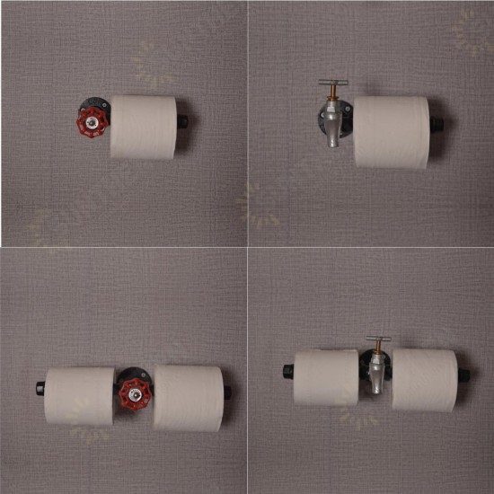 Retro Industrial Toilet Paper Roll Holder Pipe Shelf Floating Holder Bathroom Wall Mounted