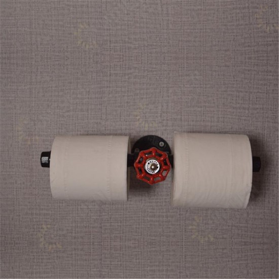 Retro Industrial Toilet Paper Roll Holder Pipe Shelf Floating Holder Bathroom Wall Mounted