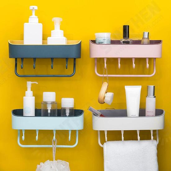 Self-adhesive Wall Hanging Storage Rack Shelf Hook Home Kitchen Holder Organizer Towel Holder