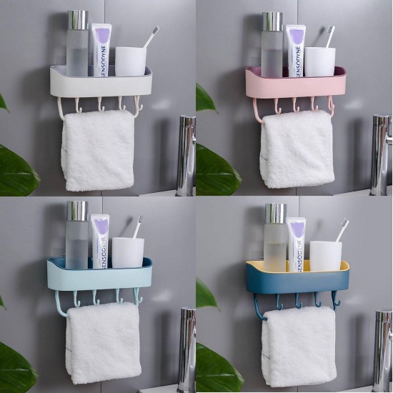 Self-adhesive Wall Hanging Storage Rack Shelf Hook Home Kitchen Holder Organizer Towel Holder