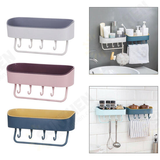 Self-adhesive Wall Hanging Storage Rack Shelf Hook Home Kitchen Holder Organizer Towel Holder