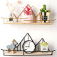 Wall Mounted Shelf Industrial Wooden Floating Metal Wire Rack Storage Display