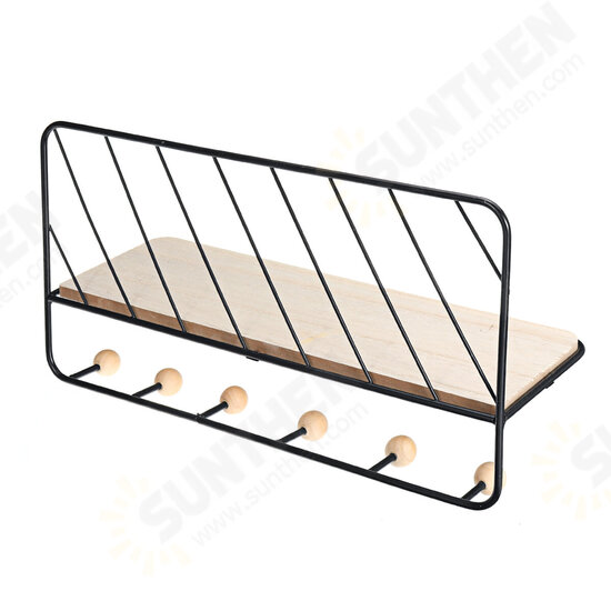 Wall Mounted Wire Metal Shelf Unit Floating Shelves Wood Rack Display