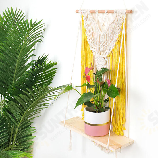 Wall-mounted Lace Woven Macrame Plant Hanger Wall Cotton Rope Tapestry Shelf