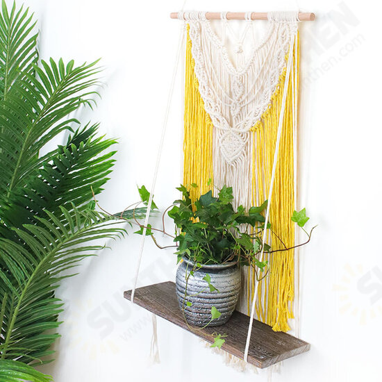 Wall-mounted Lace Woven Macrame Plant Hanger Wall Cotton Rope Tapestry Shelf