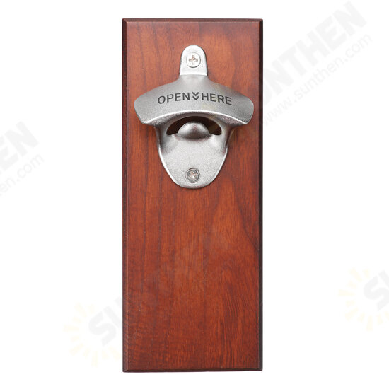 Wooden Bottle Opener Wall Mounted Magnetic Bottle Openers with Cap Catch