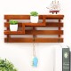 Wooden Wall Mounted 3 Hanger Hooks Floating Shelf Vintage Shabby Rack