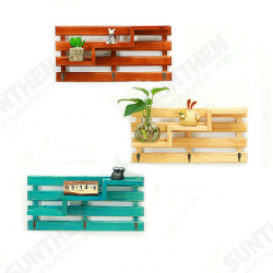 Wooden Wall Mounted 3 Hanger Hooks Floating Shelf Vintage Shabby Rack Wooden Wall Mounted 3 Hanger Hooks Floating Shelf Vintage Shabby Rack