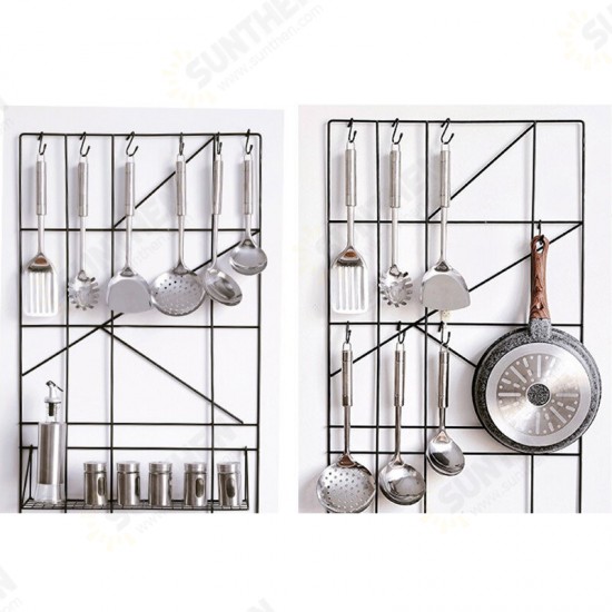 Wrought Iron Kitchen Shelf Wall-mounted Punch-free Kitchen Supplies Seasoning Rack Storage