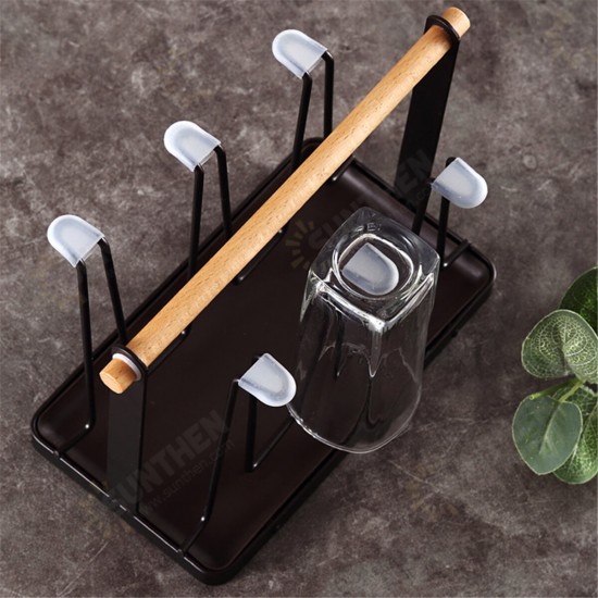 Wrought Iron Upside Down Drain Japanese Style Cup Holder Water Cup Mug Storage Rack Drain Rack