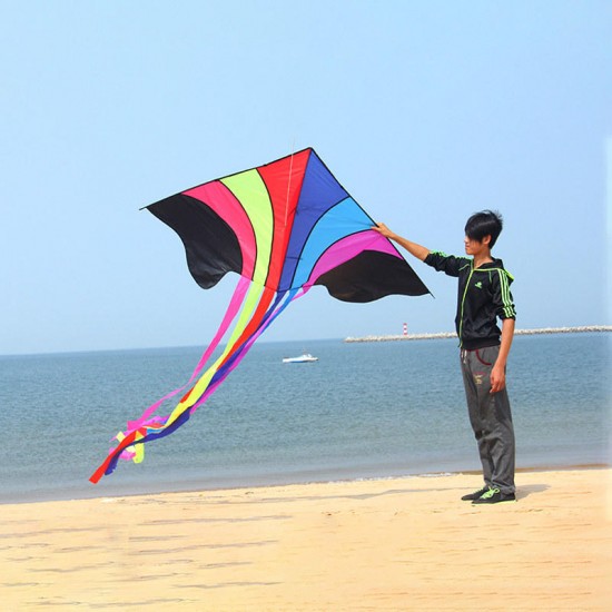1.4m Rainbow Outdoor Sport Flying Kite Portable Colorful Soft