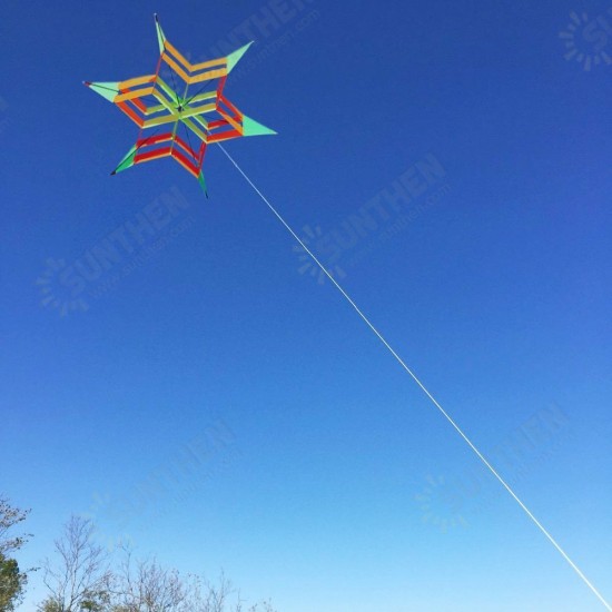 3D Colorful Hexagon Kite Single Line FRP Plum Flower Flying Kite Outdoor Sport Kids Adult Fun Toys