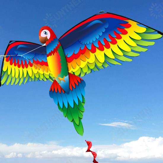 3D Parrot Kite Flyer Kite with 100m Noodle Board＆Spiral Floating Tail Kids Children Adult Beach Trip Park Family Outdoor Games Activities