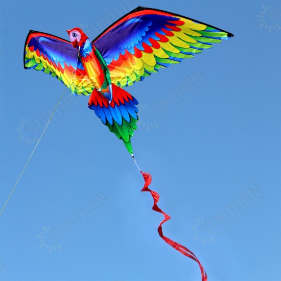 3D Parrot Kite Flyer Kite with 100m Noodle Board＆Spiral Floating Tail Kids Children Adult Beach Trip Park Family Outdoor Games Activities