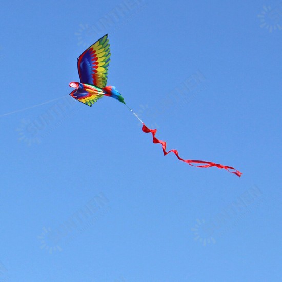 3D Parrot Kite Flyer Kite with 100m Noodle Board＆Spiral Floating Tail Kids Children Adult Beach Trip Park Family Outdoor Games Activities