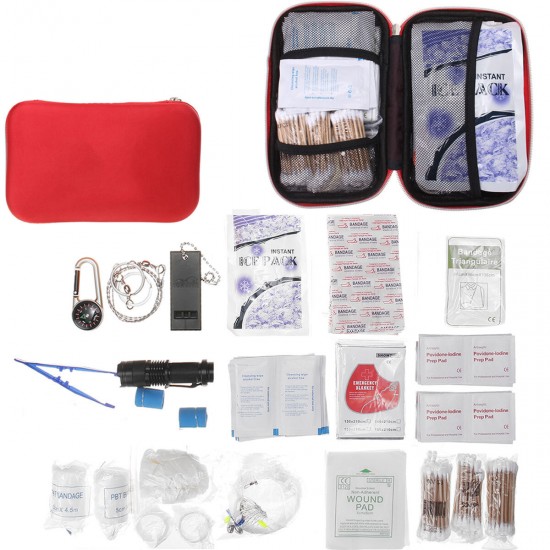 100/177/243 Pcs First Aid Kit Survival Tactical Emergency Equipment with Fishing Tackle Lifeguard Blanket Cotton Swab Stick