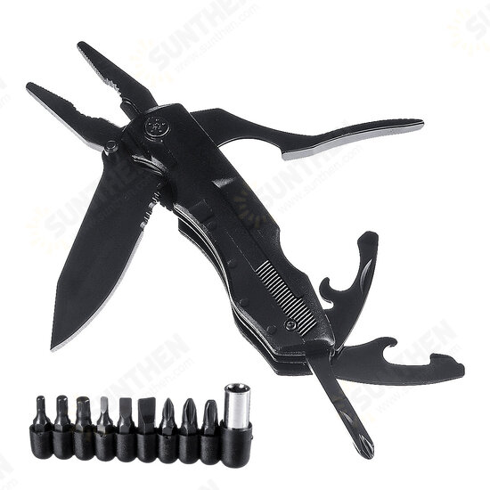 18 In 1 Multi-function Folding Tactical Tool Kitchen Bottle Opener Sharp Pocket Multitool Pliers Saw Blade Knife Screwdriver Needle Cutter Bit Sleeve