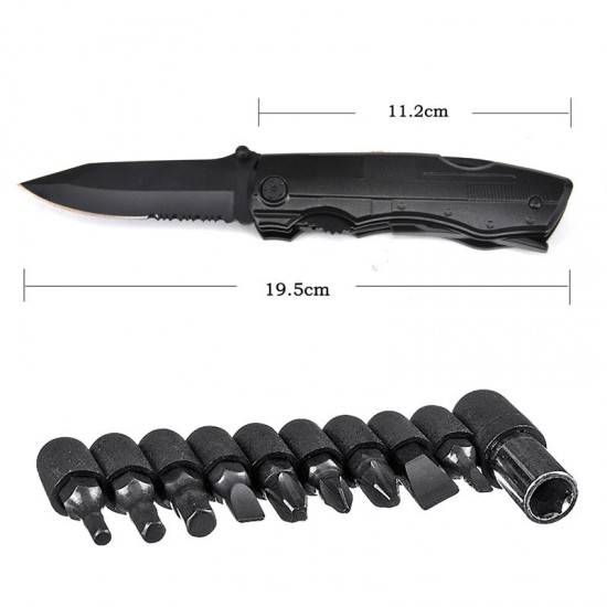18 In 1 Multi-function Folding Tactical Tool Kitchen Bottle Opener Sharp Pocket Multitool Pliers Saw Blade Knife Screwdriver Needle Cutter Bit Sleeve